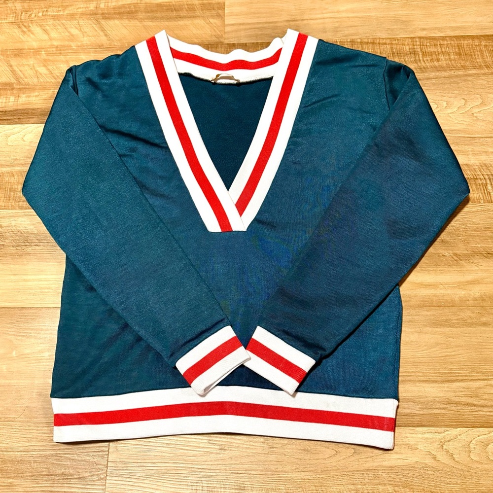 Aritzia | Sweater |  Extra Small |  Golden By TNA | V Neck | Red White Blue